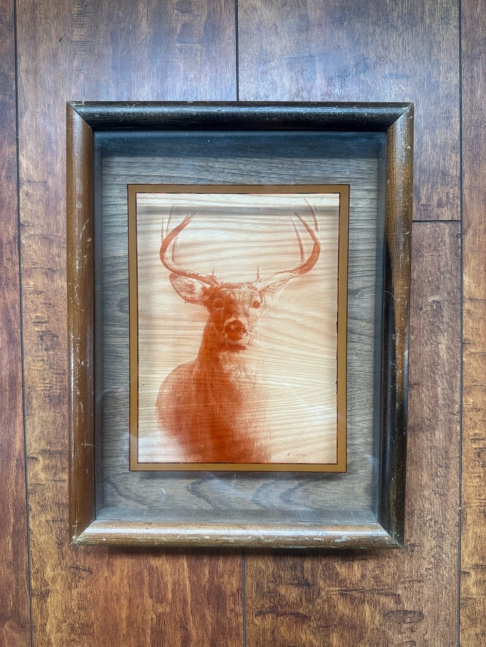 Vintage Rust Buck Shadow Box